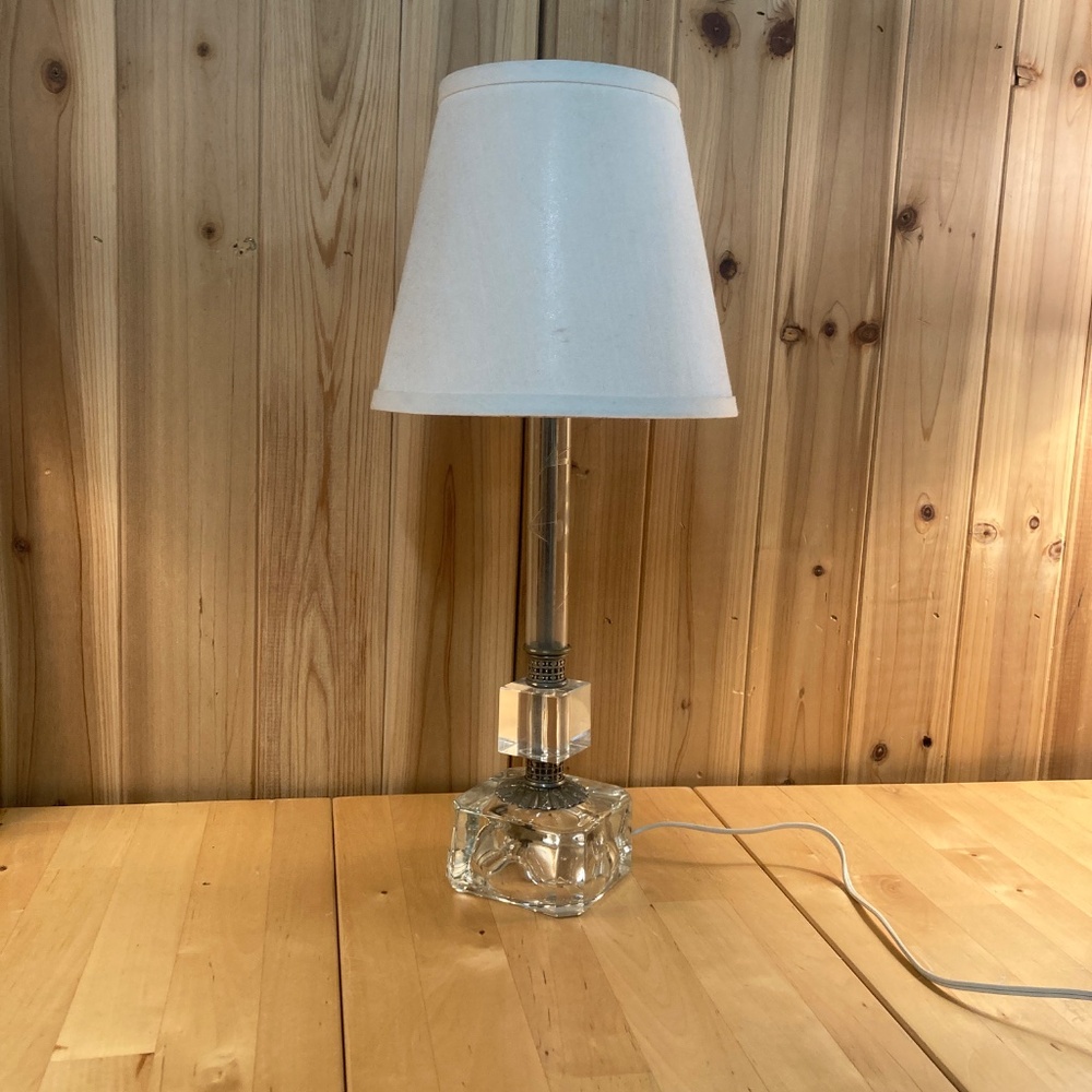 Small Medium Vintage Glass Table Lamp - Picture 2 of 6